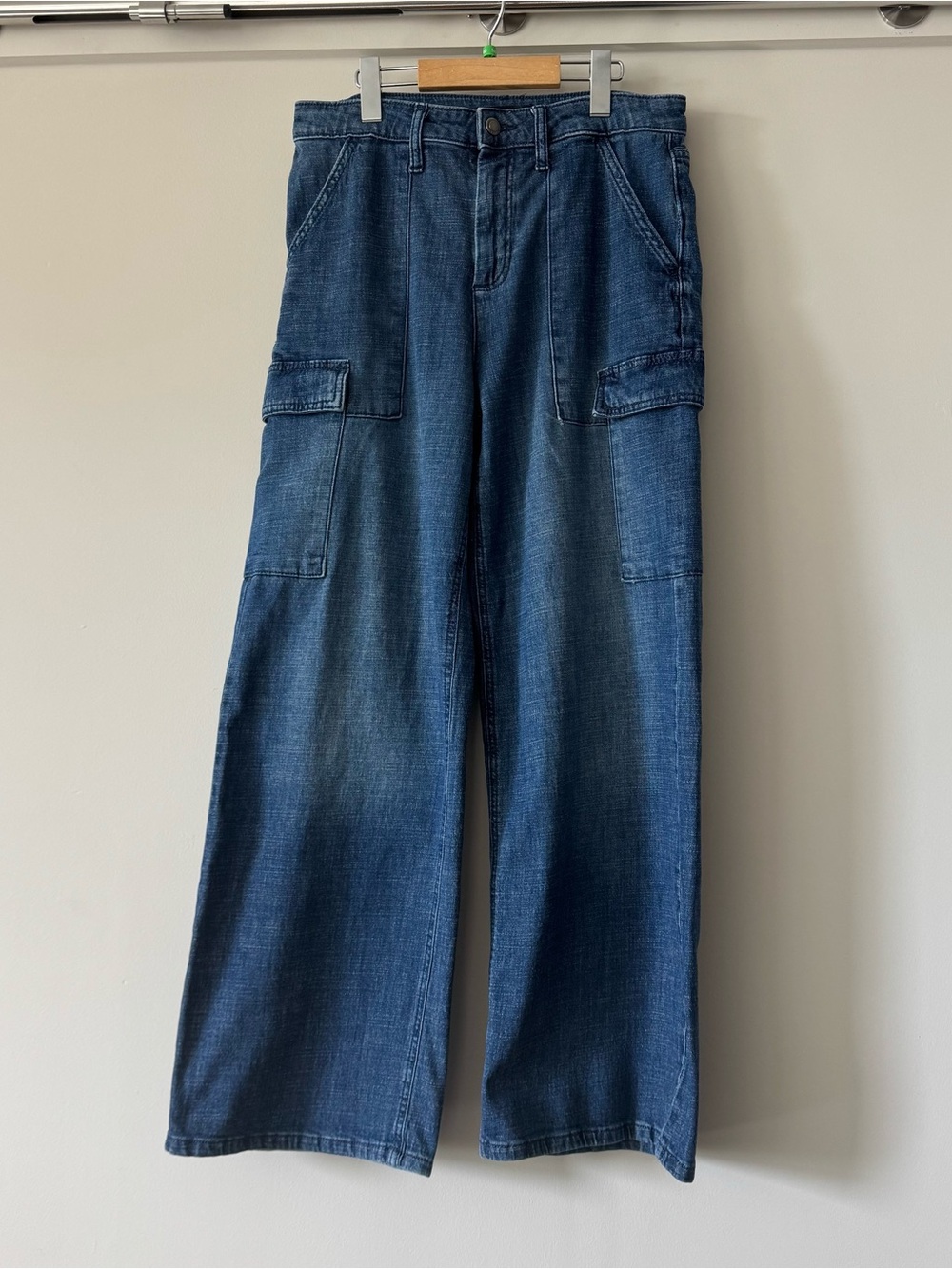 Simply Vera Vera Wang High Rise Cargo Wide Leg Jeans Blue Denim Size 10